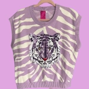 Queen Of Sparkles - Purple Tiger Sweater